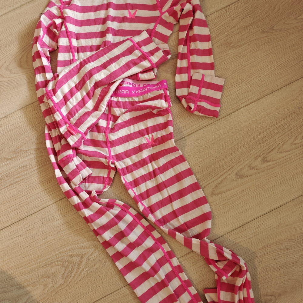 Pink and White Striped Pajama Set
